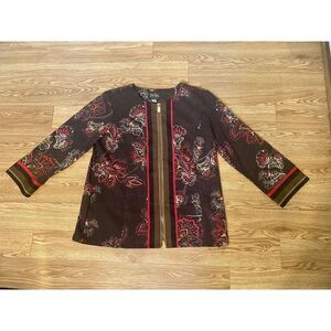 Bob Mackie‎ Wearable Art Women's Sz M Zip Down Pullover Cardigan Multicolor